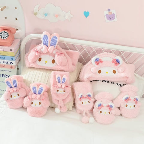 [サンリオ］マイメロディ&ピアノ 帽子 手袋 マフラー