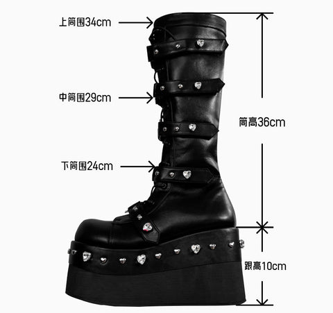 ［靴］ゴシック 厚底 ロング ブーツ 【ブラック 3CKRBP】