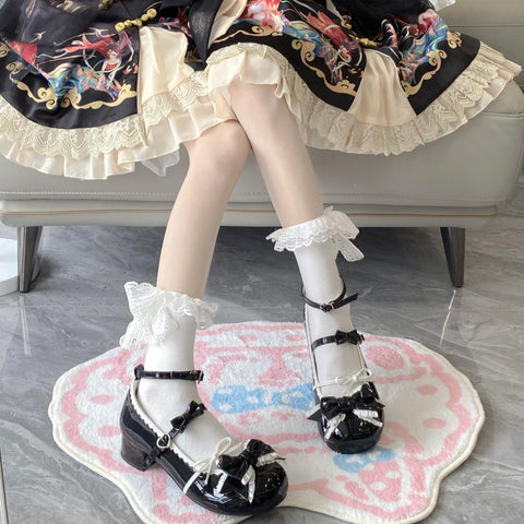 ［靴］ロリータ 姫 リボン ローヒール パンプス 全5色