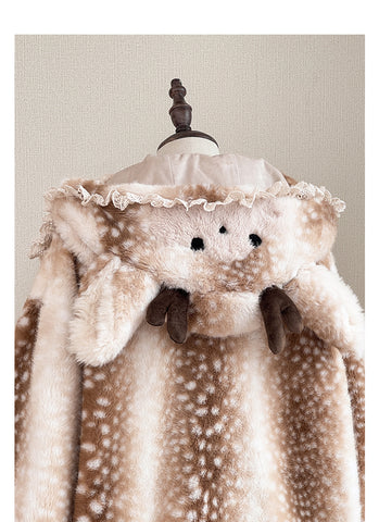 ［ファッション］フード付きホーンバックルファーコート【7DMAET】