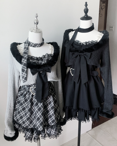 ［ファッション］地雷系 ショートカーディガン+キャミワンピース セットアップ 【2N874V】