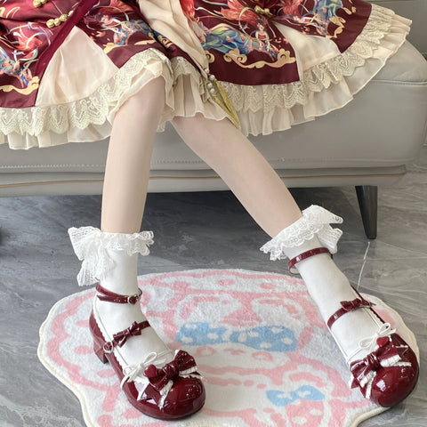 ［靴］ロリータ 姫 リボン ローヒール パンプス 全5色