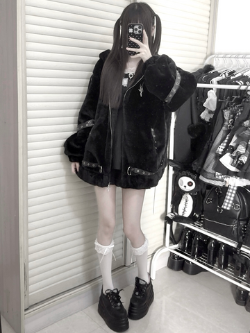 ［ファッション］ゴシック ナイトファー猫耳アウター【3GSUST】