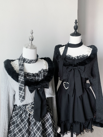 ［ファッション］地雷系 ショートカーディガン+キャミワンピース セットアップ 【2N874V】