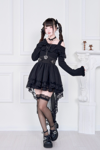 ［ファッション］地雷系 量産型 フェイクレイヤード ワンピース【PK2M2X】