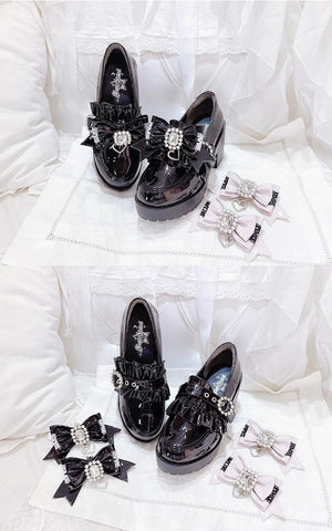 ［靴］地雷系 量産型 リボン 厚底 シューズ【K1SUET】