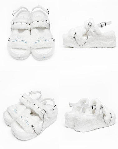 ［靴］サブカル ファー 厚底 サンダル【VS64EF】