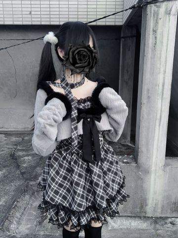 ［ファッション］地雷系 ショートカーディガン+キャミワンピース セットアップ 【2N874V】