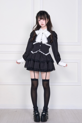 ［ファッション］地雷系 リボンワンピース+パンツ セットアップ【I610XR】