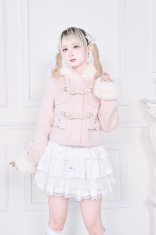 ［ファッション］地雷系 リボンバックルファーショートコート【I610XR】