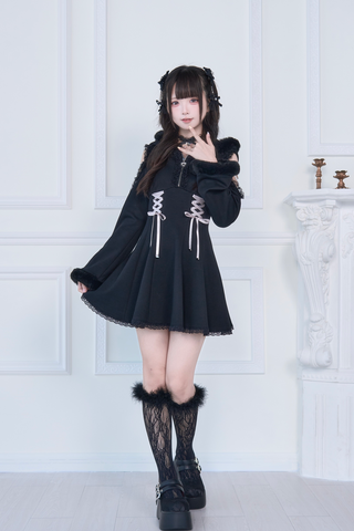 ［ファッション］地雷系 量産型 オフショル ワンピース【BKZ7TH】