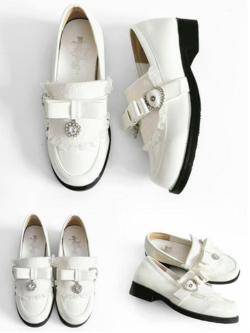 ［靴］地雷系 量産型 リボン ローファー シューズ【6KWCAV】