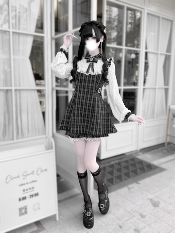 ［ファッション］地雷系 ツイード ワンピース+パンツ セットアップ【K2O370】