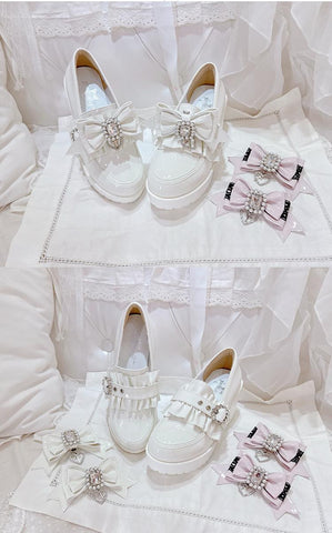 ［靴］地雷系 量産型 リボン 厚底 シューズ【K1SUET】