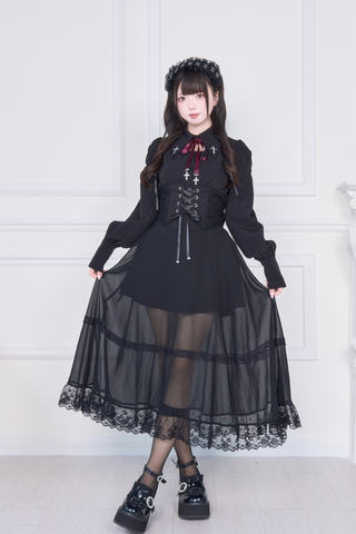 ［ファッション］地雷系 量産型 クロス ブラウス【C48YIC】