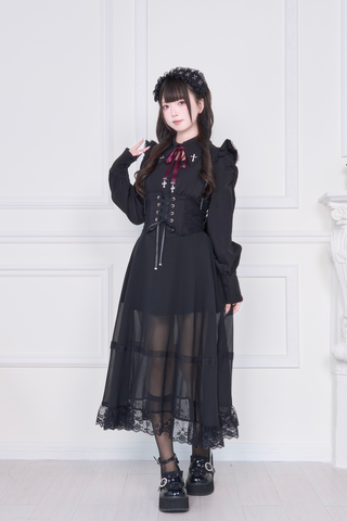 ［ファッション］地雷系 量産型 メッシュロングスカート【C48YIC】