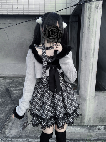 ［ファッション］地雷系 ショートカーディガン+キャミワンピース セットアップ 【2N874V】