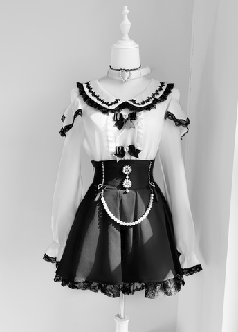 ［ファッション］地雷系 長袖 オフショル ブラウス【恋爱契约】