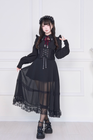 ［ファッション］地雷系 量産型 メッシュロングスカート【C48YIC】