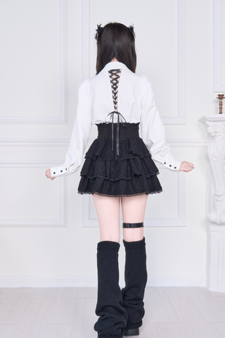 ［ファッション］地雷系 量産型 クロス ブラウス【C48YIC】