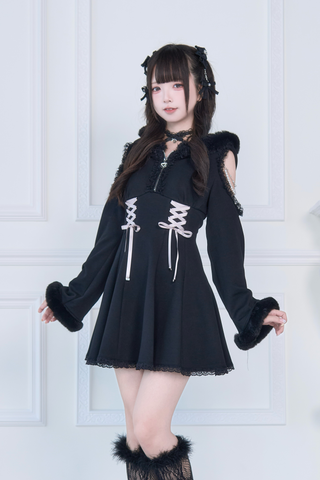 ［ファッション］地雷系 量産型 オフショル ワンピース【BKZ7TH】