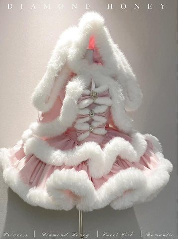 ［ファッション］ウサ耳ファーケープ＋ワンピース【GQ4W9Q】