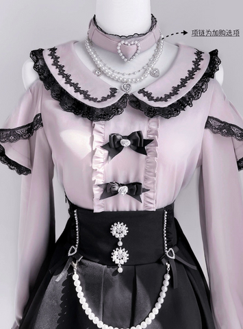 ［ファッション］地雷系 長袖 オフショル ブラウス【恋爱契约】