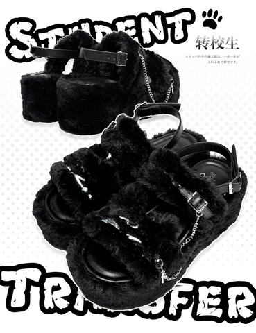 ［靴］サブカル ファー 厚底 サンダル【VS64EF】