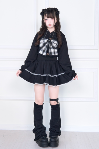 ［ファッション］地雷系 リボンベスト+ショートスウェット セットアップ【E44C73】