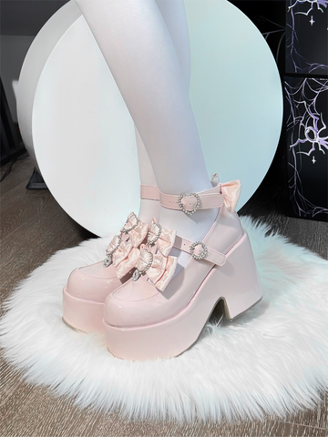 ［靴］地雷系 量産型 ビジュー ダブルベルト パンプス【A9XC1W】