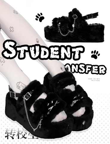 ［靴］サブカル ファー 厚底 サンダル【VS64EF】