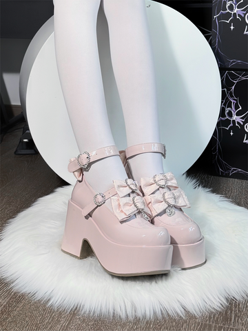 ［靴］地雷系 量産型 ビジュー ダブルベルト パンプス【A9XC1W】