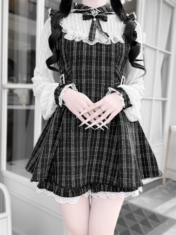 ［ファッション］地雷系 ツイード ワンピース+パンツ セットアップ【K2O370】