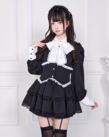 ［ファッション］地雷系 リボンワンピース+パンツ セットアップ【I610XR】