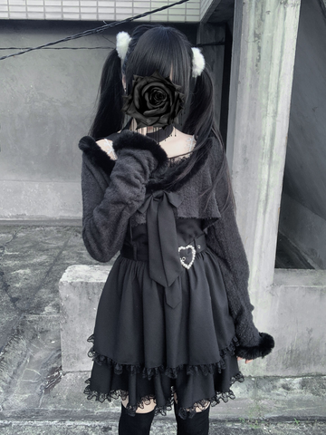 ［ファッション］地雷系 ショートカーディガン+キャミワンピース セットアップ 【2N874V】