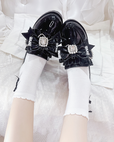 ［靴］地雷系 量産型 リボン 厚底 シューズ【K1SUET】