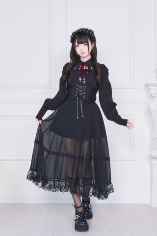 ［ファッション］地雷系 量産型 メッシュロングスカート【C48YIC】