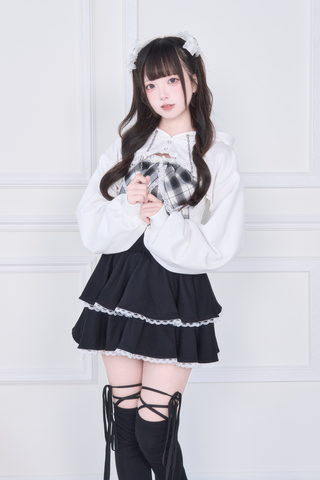 ［ファッション］地雷系 リボンベスト+ショートスウェット セットアップ【E44C73】