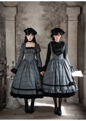 ［ファッション］クラシカル レトロ チェック柄 ワンピース【E44C73】