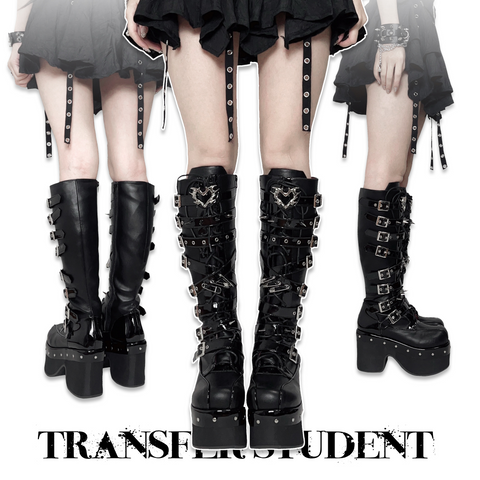 ［靴］ゴシック ベルト 厚底 ロングブーツ【A9CCP0】
