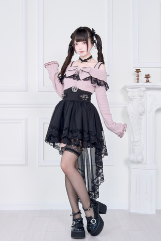 ［ファッション］地雷系 量産型 フェイクレイヤード ワンピース【PK2M2X】