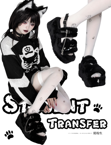 ［靴］サブカル ファー 厚底 サンダル【VS64EF】