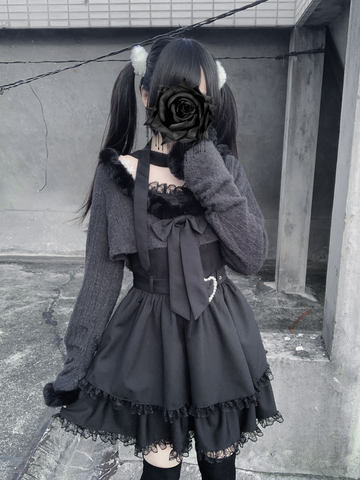 ［ファッション］地雷系 ショートカーディガン+キャミワンピース セットアップ 【2N874V】