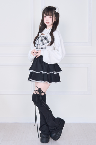 ［ファッション］地雷系 リボンベスト+ショートスウェット セットアップ【E44C73】