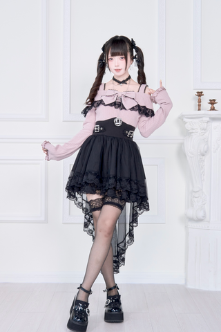 ［ファッション］地雷系 量産型 フェイクレイヤード ワンピース【PK2M2X】