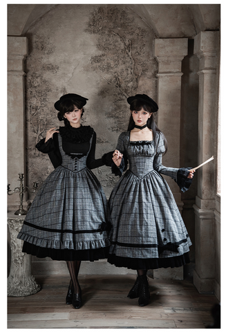 ［ファッション］クラシカル レトロ チェック柄 ワンピース【E44C73】