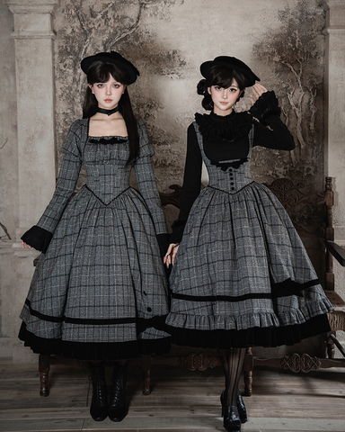 ［ファッション］クラシカル レトロ チェック柄 ワンピース【E44C73】