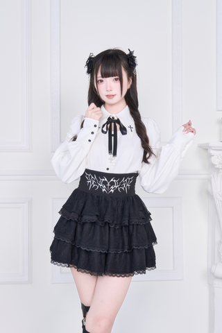 ［ファッション］地雷系 量産型 クロス ブラウス【C48YIC】