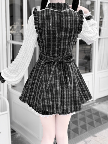 ［ファッション］地雷系 ツイード ワンピース+パンツ セットアップ【K2O370】