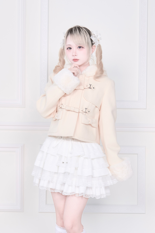 ［ファッション］地雷系 リボンバックルファーショートコート【I610XR】